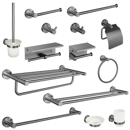 Grey Bathroom Hardware Kit Stainless Steel Round Wall