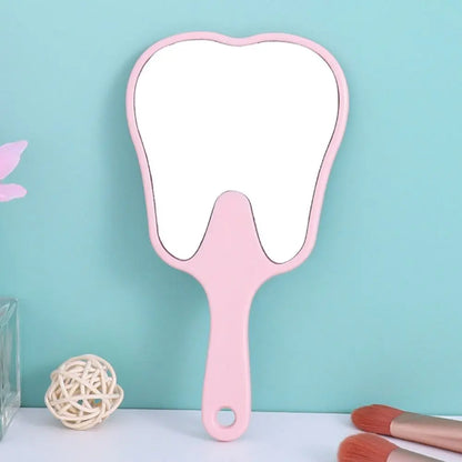 1pc Tooth Shaped Handheld Mirror Cute Makeup Mirror
