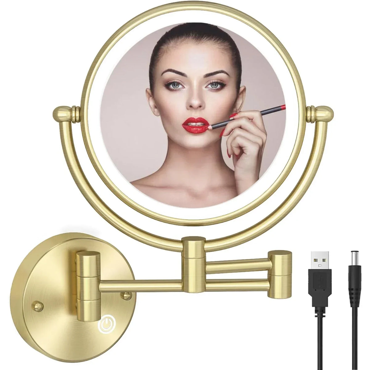Rose Gold Touch On Led Folding Bathroom Mirror