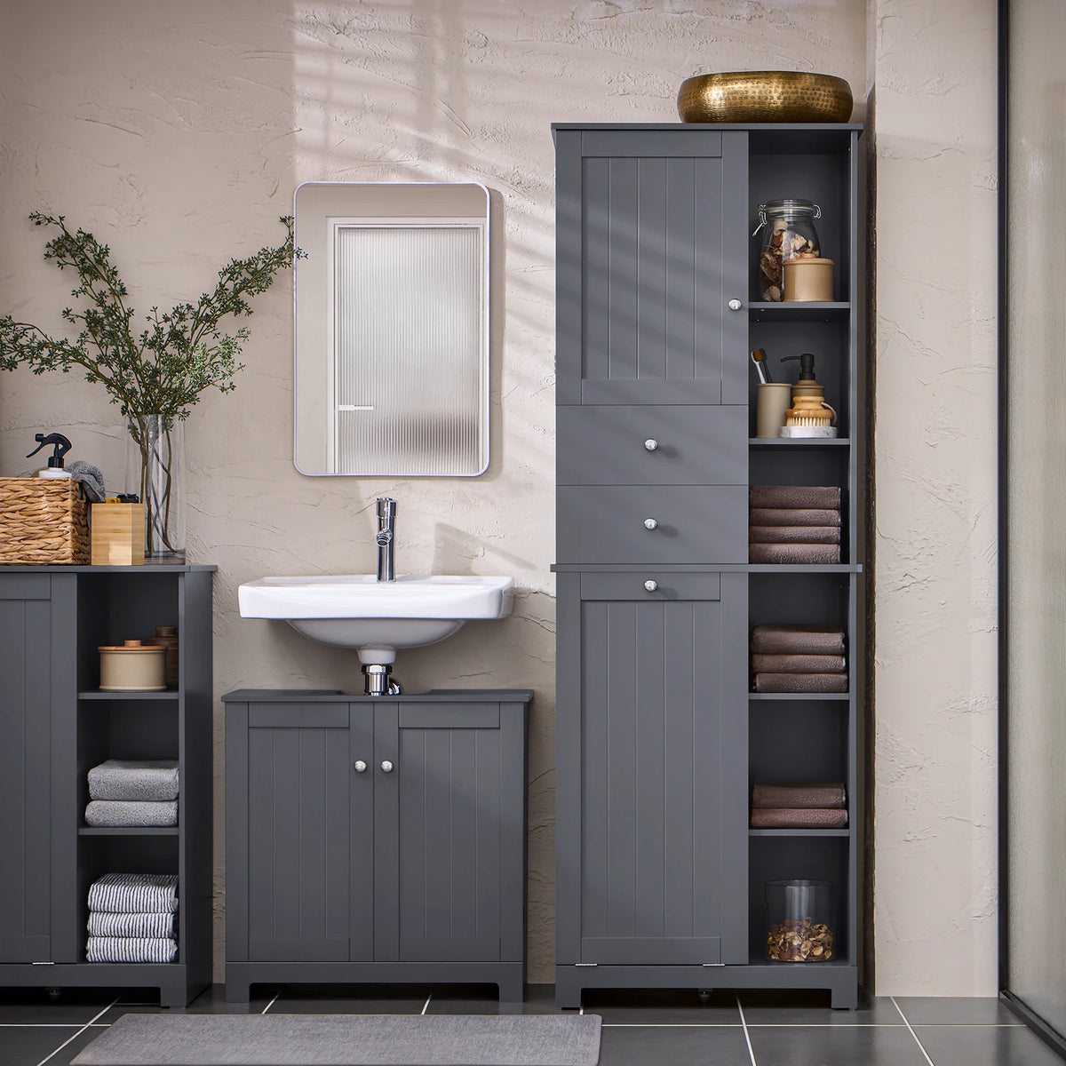 Sobuy Bzr104 High Wardrobe Fold-Out Bathroom Wardrobe Narrow