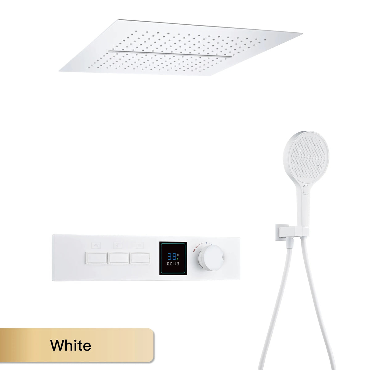 Luxury Gun Gray Brass Shower System Led Digital