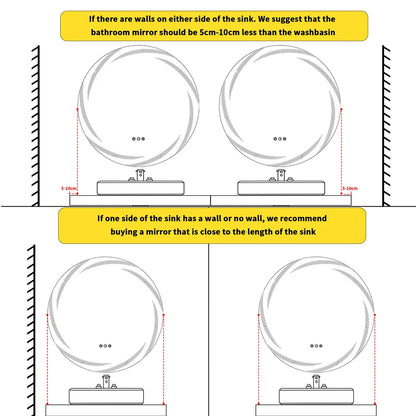 Luvodi Modern Led Bathroom Wall Mirror Circle Backlight