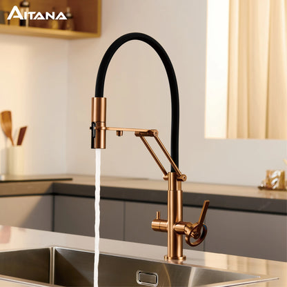 Industrial Brass Brushed Rose Gold Faucet Separated Filter