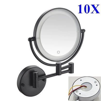 10x Magnifying Led Folding Bathroom Mirrors Walll Mounted