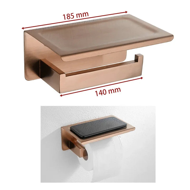 Brushed Rose Gold Towel Rack Robe Hook Bathroom