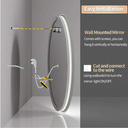 Anti-Fog Led Bathroom Mirror Circle Backlit Hd Wall