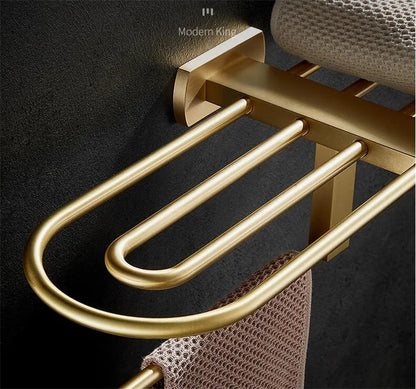 Brushed Gold Bathroom Towel Rack Paper Holder Toilet
