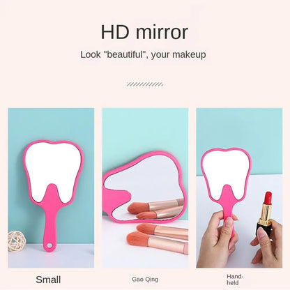 1pc Tooth Shaped Handheld Mirror Cute Makeup Mirror