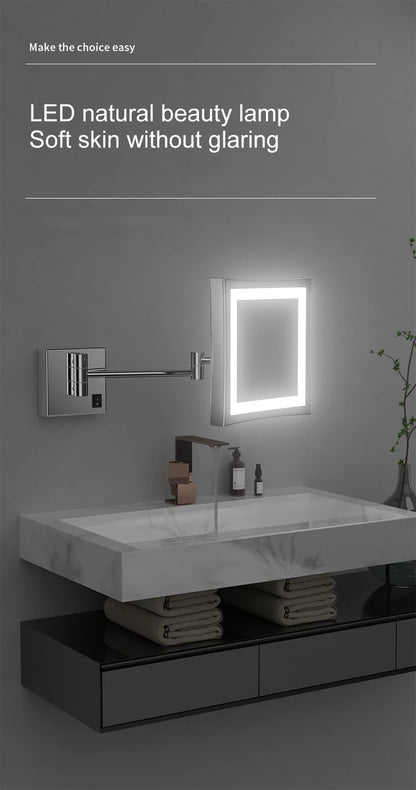Square Touch Bathroom Mirror Wall Mounted Lighted Bathroom