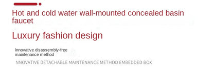 Modern Brass Wall Mount Bathroom Basin Faucet Hidden
