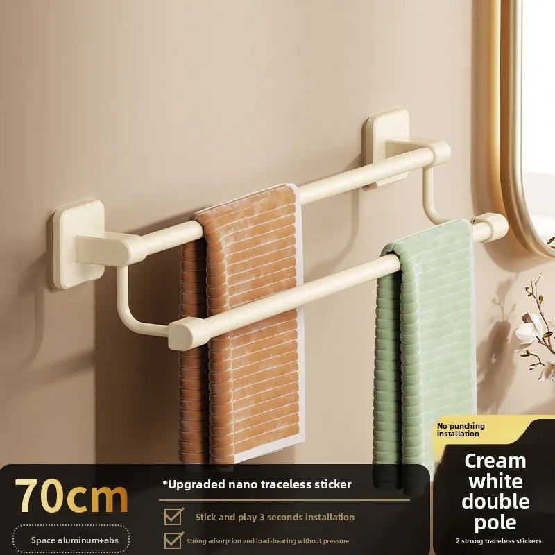 Adhesive Towel Rack 30-80cm Adjustable No Drill Bathroom