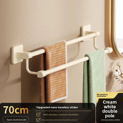 Adhesive Towel Rack 30-80cm Adjustable No Drill Bathroom