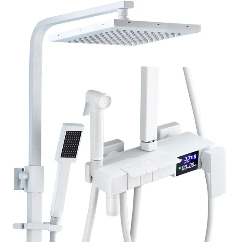 Brushed Gold Piano Digital Shower System Cold Brass