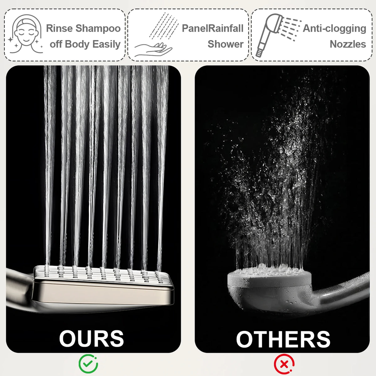 High-Flow 2-In-1 Wall-Mounted Handheld Shower Head Rain Shower