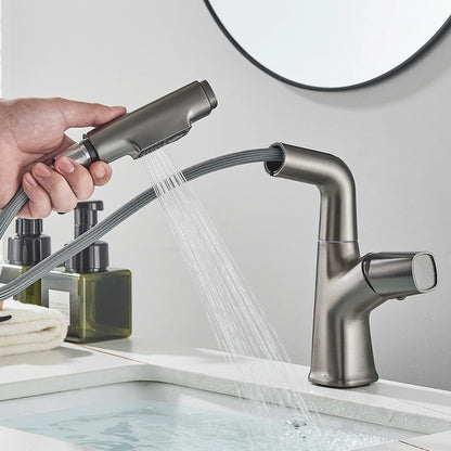 Bathroom Sink Faucet Lift Up Down Stream Sprayer