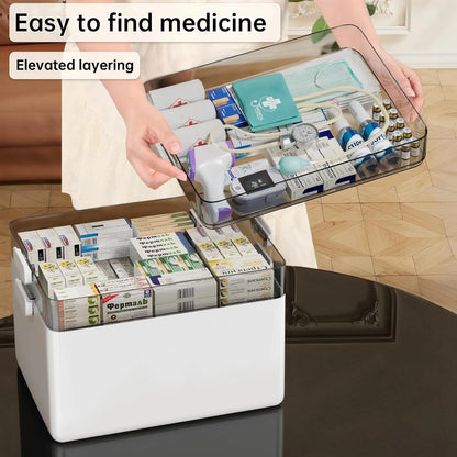 Medicine Cabinet Leather Handle 3-Tier Medicine Organizer Empty