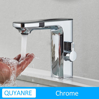 Gun Grey Smart Sensor Basin Faucet Digital Display