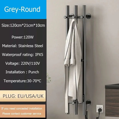 Oxg 3-Bar Electric Heated Towel Rack Timer Wall