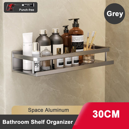 Punch-Free Bathroom Rack Bathroom Shelf Toilet Space Aluminum