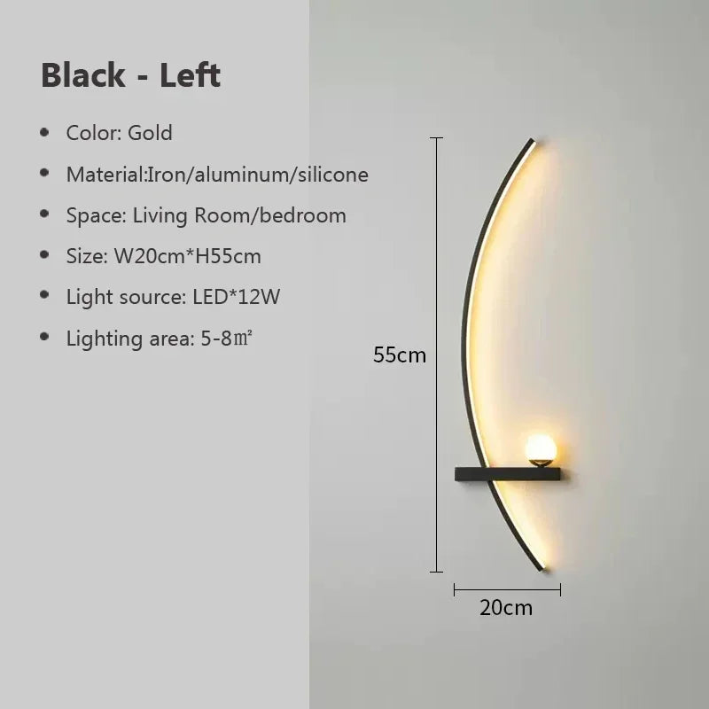 Modern Led Simple Art Bedroom Bedside Wall Lamp