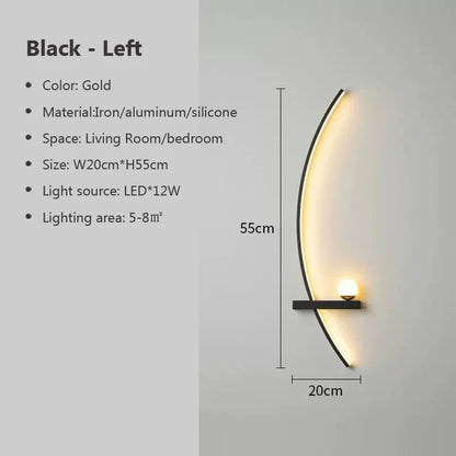 Modern Led Simple Art Bedroom Bedside Wall Lamp