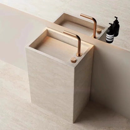 Brushed Rose Gold Basin Faucet Two Holes Gun