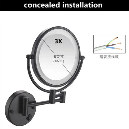 Bathroom Makeup Mirrors Black/Brushed Gold Brass Wall Extending
