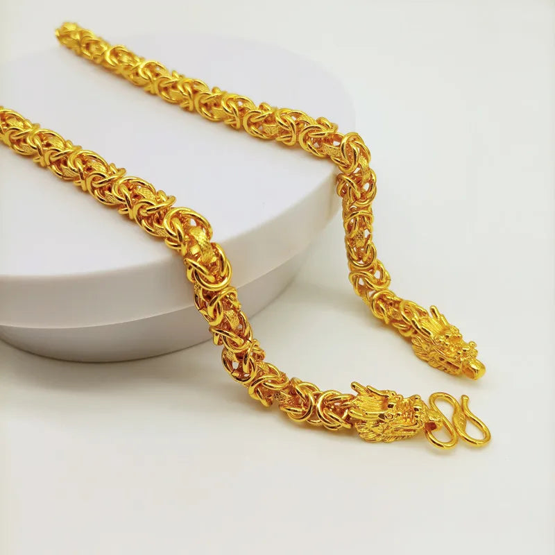 Unisex 24k Au999 Real Gold Boss Chain Hollow