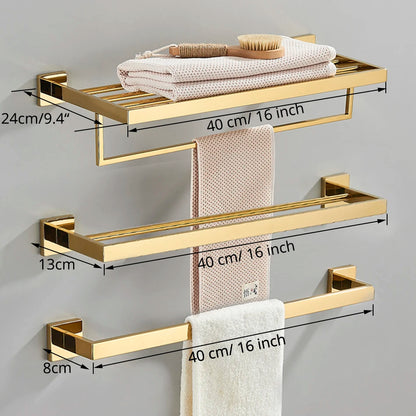 Bathroom Hardware Gold Bathrobe Hook Towel Rail Bar