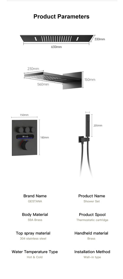 Luxury Brass Brushed Gold Led Digital Display Constant