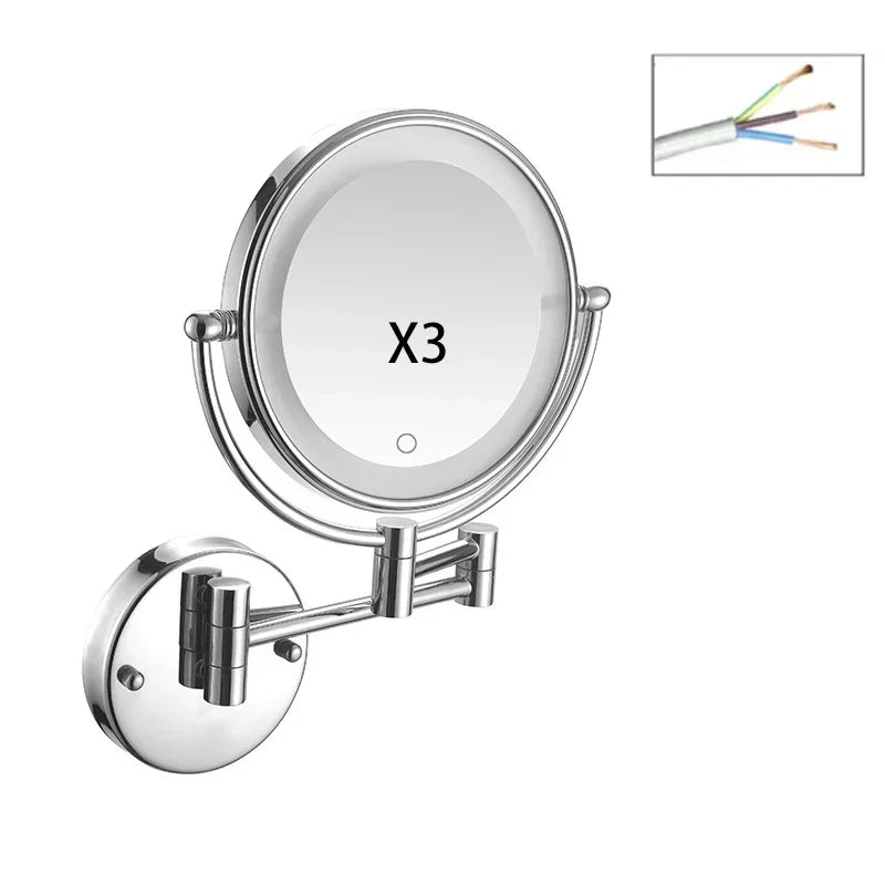 Bathroom 8-Inch Makeup Mirror Folding Rotating Telescopic Mirror