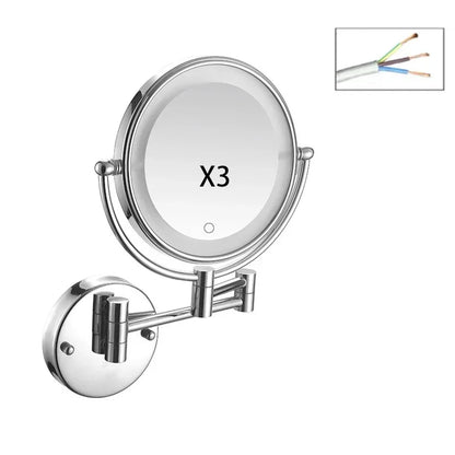 Bathroom 8-Inch Makeup Mirror Folding Rotating Telescopic Mirror
