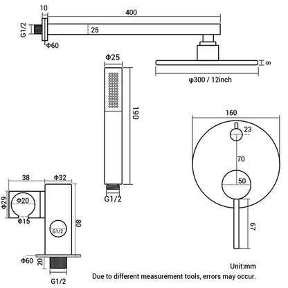 Shower System Wall Mount Bathroom Bath Faucet Brass