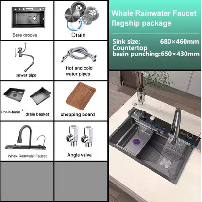Digital Fly Rain Waterfall Sink Embossed Nano 304