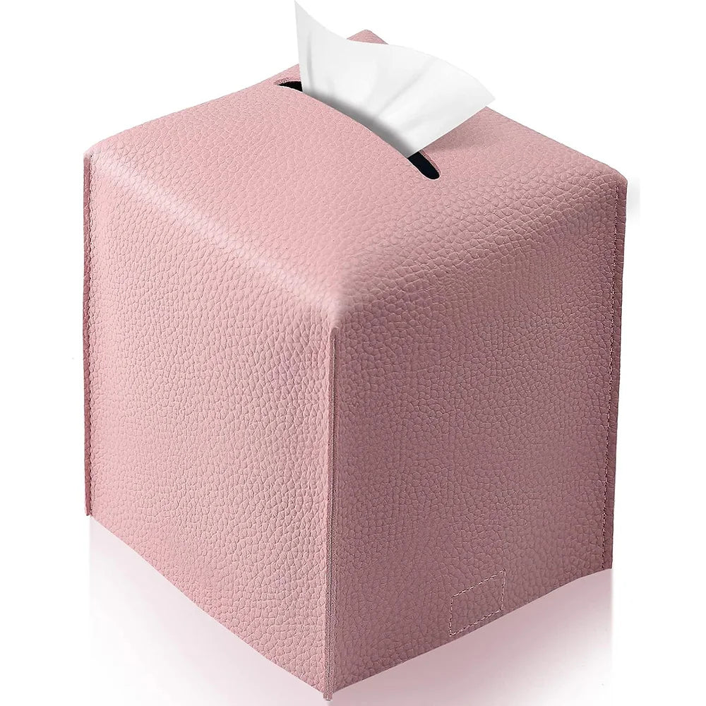Modern Pu Leather Square Tissue Box Cover Holder-Decorative