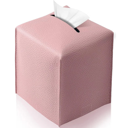 Modern Pu Leather Square Tissue Box Cover Holder-Decorative
