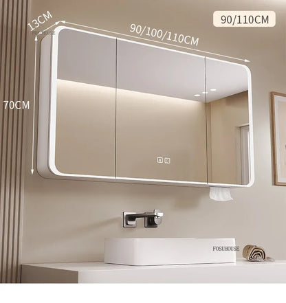 Arc-Shaped Smart Bathroom Mirror Cabinet Wall-Mounted Bathroom