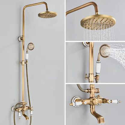 Retro Shower System Antique Brass Rainfall Shower Handheld