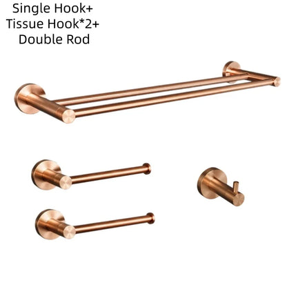 Brushed Rose Gold Bathroom Towel Rack Tissue Rack