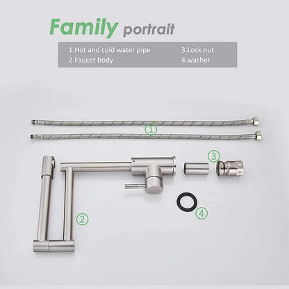 304 Stainless Steel Arm Swivel Extends Sink Faucet