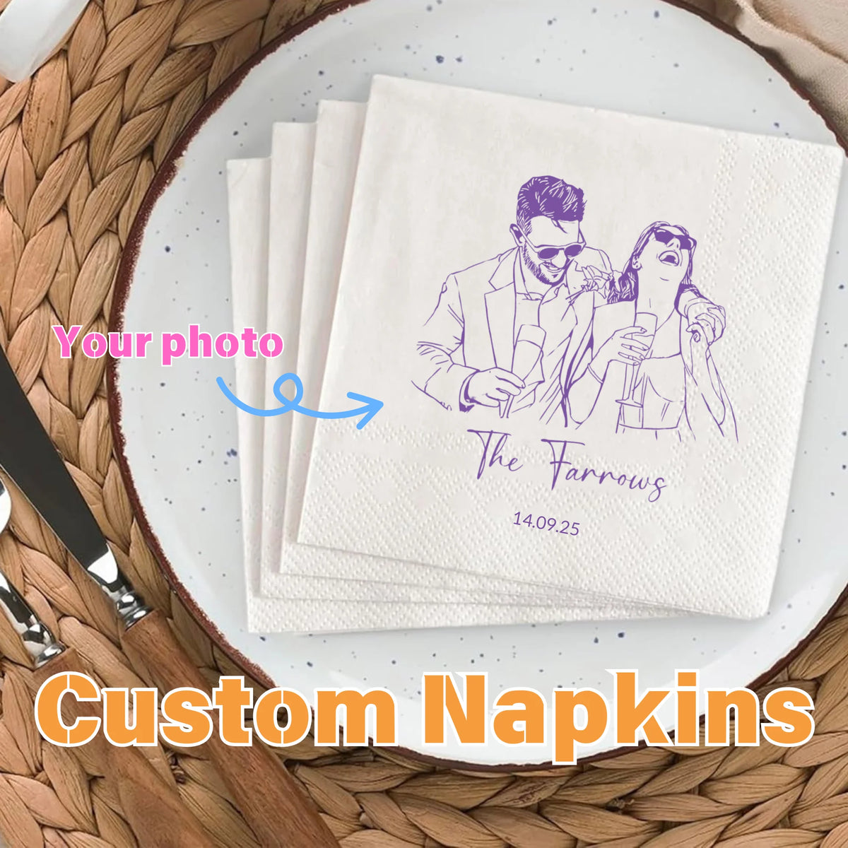 Personalized Paper Napkins Wedding Custom Napkins Of Cocktail