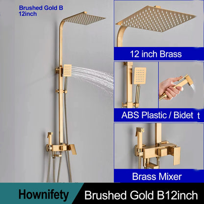 Golden Shower Faucet Rainfall 3/4-Way Bathtub Tap Bathroom