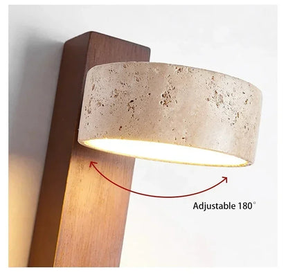 Rotatable Spanish Natural Limestone Round Led Wall Lamp