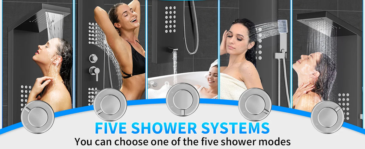 Function Shower Column Panel Stainless Steel Rain Massage
