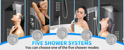 Function Shower Column Panel Stainless Steel Rain Massage
