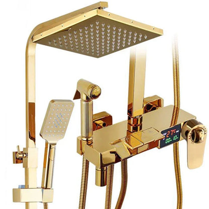 Brushed Gold Piano Digital Shower System Cold Brass