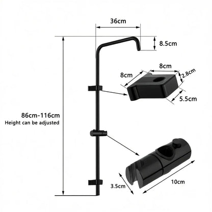 Black/Chrome Bathtub Split Rain Shower Handheld Bathroom Rainfall