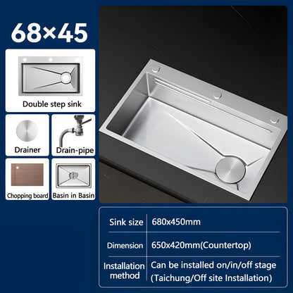 Silver Nano Embossed 304 Stainless Steel Sink Large