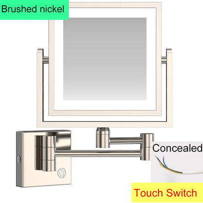 Square Touch Led Folding Bathroom Mirror 3x Magnifying