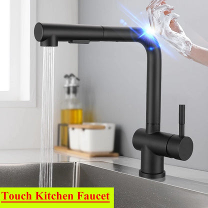 Touch On Pull Out Sink Faucet Stainless Steel